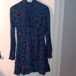 Stylish Blue and Red Patterned Dress